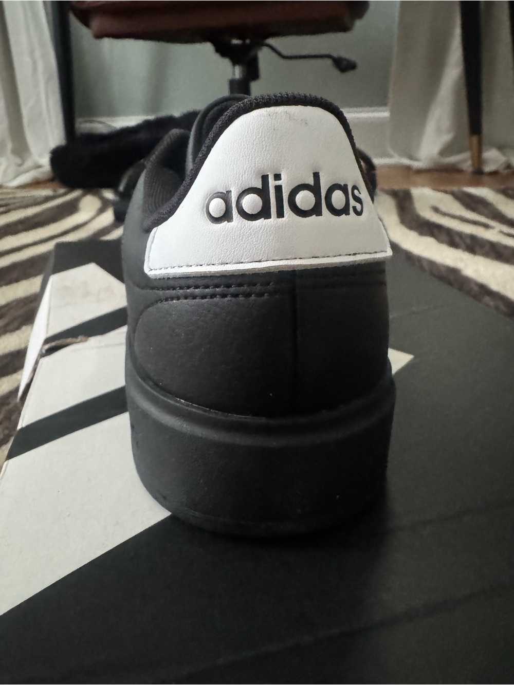 adidas Black Sneakers with White Stripes and Gold Logo - Picture 3 of 4